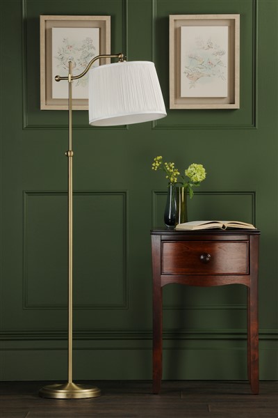 (image for) Laura Ashley Hemsley Floor Lamp Antique Brass and Ivory With Shade